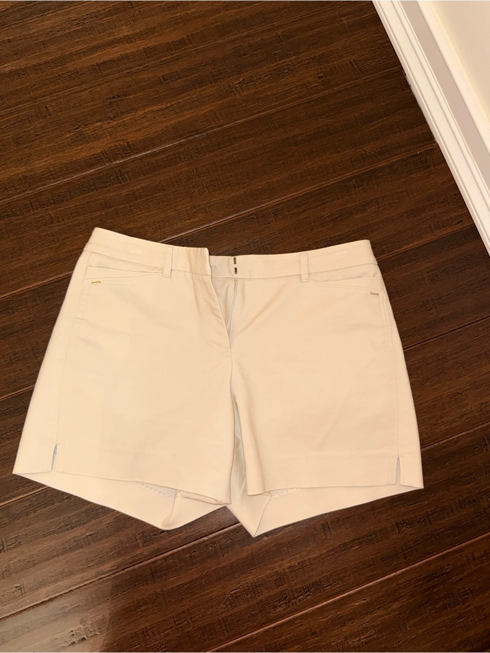 White House Black Market Cream High-Waist Tailored Shorts